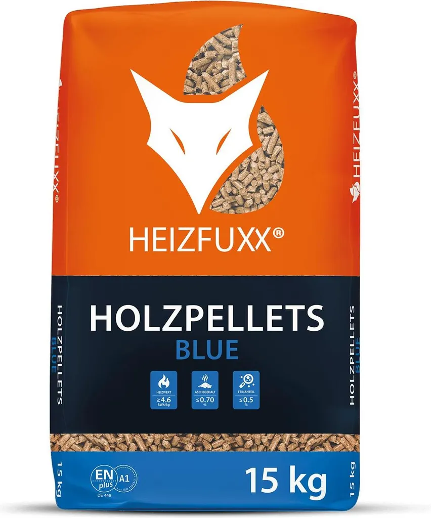 Heizfuxx Holzpellets Blue 15kg x 65 Sack 975kg Palette Heizfuxx Holzpellets Blue 15kg x 65 Sack 975kg Palette