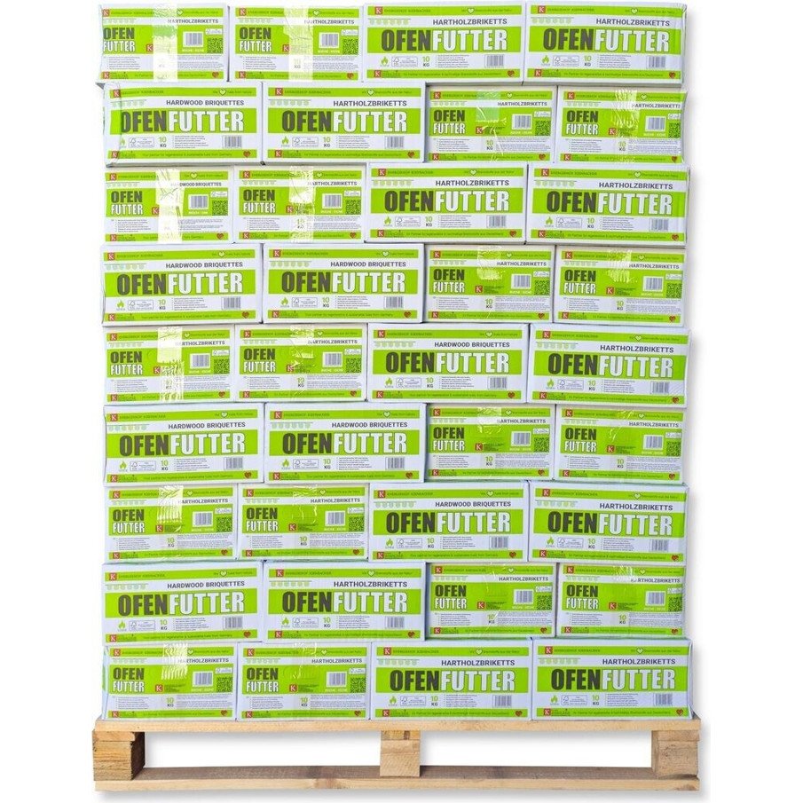 Kienbacher Buche & Eiche Holzbriketts - Nestro mit Zugloch - 96 x 10 kg Palette Kienbacher Buche & Eiche Holzbriketts - Nestro mit Zugloch - 96 x 10 kg Palette